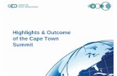 Highlights & Outcome of the Cape Town Summit · a) The sustamed operation often-esmal, oceamc, mr-bome, and space-based networks critical for Informed decision making; b) Data Interoperability