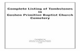 Complete Listing of Tombstones in Goshen Primitive Baptist ...goshenpbchurch.org/pdf/cemetery.pdf · Complete Listing of Tombstones in Goshen Primitive Baptist Church Cemetery Compiled