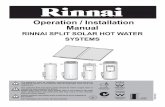 Operation / Installation Manual - EnergyAustralia · Operation / Installation Manual RINNAI SPLIT SOLAR HOT WATER SYSTEMS NOTE NOTE WARNING All Rinnai gas products are A.G.A. certified.