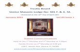 Trestle Board Venice Masonic Lodge No: 301 F. & A. M. · Trestle Board Venice Masonic Lodge No: 301 F. & A. M. Chartered on the 18th Day of April 1951 January 2015 Vol‐65 Issue