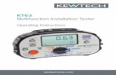 KT63 Multifunction Installation Tester - kewtechcorp.com · The test lead inputs are located on the top of the case allowing the tester to stand vertically or be laid flat. Alternatively