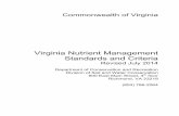 Virginia Nutrient Management Standards and Criteria · VIRGINIA NUTRIENT MANAGEMENT . STANDARDS AND CRITERIA . Revised July 2014 . Virginia Department of Conservation and Recreation