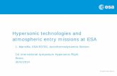Hypersonic technologies and atmospheric entry missions at … · Hypersonic technologies and atmospheric entry missions at ESA L. Marraffa, ESA/ESTEC, Aerothermodynamics Section .