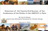 Outcomes of the Twenty-first Session of the Conference of ...eeas.europa.eu/.../presentation_cpg_mr._kaluba_cop_21_04.02.2016.pdf · Outcomes of the Twenty-first Session of the Conference