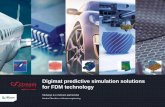 Digimat predictive simulation solutions for FDM technology · Material database to calibrate, store and exchange Digimat material models Mapping solutions Connection to FEA to apply
