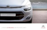CITROËN C4 PiCASSO SPECIFICATION SHEET · The site address is:  and you can contact CITROËN directly via customer@citroen.com SMS ‘CiTROEN’ TO 31155 TO BOOK A …