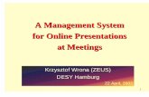 A Management System for Online Presentations at Meetings · K.Wrona Management system for online presentation at meetings 2 Motivation Daily tasks at research institutes Preparing