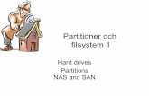 Hard drives Partitions NAS and SAN - users.du.seusers.du.se/~hjo/cs/old-courses/dt1059/presentation/CF1_5... · – T.ex sector 1-4 • En fil består av m antal kluster som ofta