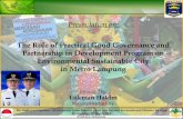 Presentation on - hls-esc.org City.pdf · Presentation on: The Role of ... Daerah Aliran Sungai Way Seputih Sekampung), ... • Integrated 5R action, reduce, reuse and recycle of