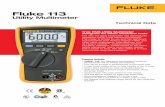 Utility Multimeter - RS Online Data Fluke 113 Utility Multimeter Features include: • VCHEK LoZ low impedance measurement function to simultaneously test for voltage and continuity