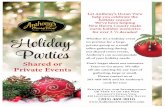 FINE CATERING Holiday Parties - anthonysoceanview.com Parties.pdf · FINE CATERING Private Holiday Party Make your Reservations Today Please Call or Visit us on the Web 203-469-9010