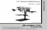 12 Bench Drill Press - Mike's Tools · 3 ADDITIONAL SAFETY RULES FOR FOR DRILL PRESSES 1. DO NOToperate your tool until it is completely assembled and installed according to the instructions.
