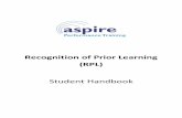 Recognition of Prior Learning (RPL) - aspirept.com.au · with us please contact our Learning and Development Team on (08) 6460 0965 or info@aspirept ... Prior Learning (RPL), Customised