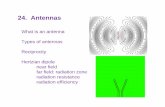 24. Antennas - Brown University · What is an antenna Types of antennas Reciprocity Hertzian dipole near field far field: radiation zone radiation resistance radiation efficiency