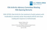 FDA Arthritis Advisory Committee Meeting FDA Opening Remarks · Patients from P2 and P3 studies: LTE. RW: ... infections and TB • Malignancies • Thrombosis ... – An imbalance