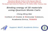 Binding energy of 2D materials using Quantum …mdt26/tti_talks/qmcitaa_14/wei...Binding energy of 2D materials using Quantum Monte Carlo Ching-Ming Wei Institute of Atomic & Molecular