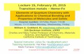 Lecture 15, February 20, 2015 Transition metals – … (4s)1(3d)5 Mn (4s)2(3d)5 Fe (4s)2(3d)6 Co (4s)2(3d)7 Ni (4s)2(3d)8 Cu (4s)1(3d)10 Sc++ (3d)1 Ti ++ (3d)2 V ++ (3d)3 Cr ++ (3d)4