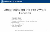Understanding the Pre-Award Process - … Application UD Proposal Record Documents 1. Abstract 2. Budget 3. Budget justification 4. UD Subaward documents 5. Compliance information