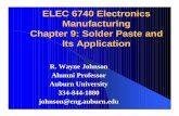 ELEC 6740 Electronics Manufacturing Chapter …jevans/elec6740/Chapter9.pdfELEC 6740 Electronics Manufacturing Chapter 9: Solder Paste and Its Application R. Wayne Johnson Alumni Professor