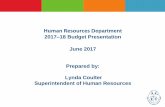Human Resources Department 2017–18 Budget Presentation … · Department Teams 6 Lynda Coulter Superintendent of Human Resources Administrative Assistant to Superintendent of Human