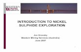 INTRODUCTION TO NICKEL SULPHIDE … CAVEATS • The concepts described in this presentation relate only to those nickel sulphide deposits that have formed from magmatic processes.