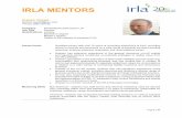 IRLA MENTORS · • Reinsurance Recoveries and broker management, 1996-2006: Equitas • Global Head of Reinsurance Asset Management, 2006 – July 2014, 2006 – July ...