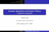 Genetic Algorithms and Game Theory - UABpareto.uab.es/xvila/2007-2008/ETSE/GA1.pdf · Motivation Genetic Algorithms Application: Imperfect Competition Summary Genetic Algorithms and