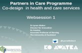 Co-design in health and care services … in Care Programme Co-design in health and care services Websession 1 Dr Lynne Maher Director for Innovation Ko Awatea Associate Professor