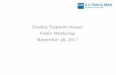 Cardiac Troponin Assays Public Workshop … • Share FDA’s experience with these devices • Open lines of communication between FDA and stakeholders • Get input from stakeholders