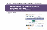 High-Risk IV Medications Dosing Limits Guidelines of Care · High Risk IV Medications Dosing Limits Guidelines of Care ... Validation of manual calculations and dosing formula appropriateness