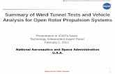 Summary of Wind Tunnel Tests and Vehicle … for Public Release 1 Summary of Wind Tunnel Tests and Vehicle Analysis for Open Rotor Propulsion Systems National Aeronautics and Space