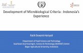Development of Microbiological Criteria : Indonesia’s ... · PERAT URA N KEPAL A BADA N PE NGAW AS OBAT DA N MAKANAN REPUBLIK INDONESI A NOMOR HK.00.06.1.52. 4011 TANGGAL 28 OKTOBER