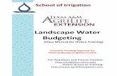 Landscape Water Budgeting manual (Revised) of Contents Section 1. What is Water Budgeting? Section 2. Determining the Water Requirements of Landscapes Quiz 1 Section 3. Scheduling
