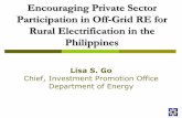 Encouraging Private Sector Participation in Off-Grid RE ... · (USAID/DOE/Winrock/ Sunpower) •5,245 HH (SHS and BCS) SHS Distribution Project (PNOC /Dutch-Miliev) ... barangays
