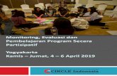 PELATIHAN Pembelajaran Program Secara · PELATIHAN Monitoring, Evaluasi dan Pembelajaran Program Secara Partisipatif Yogyakarta Kamis –Jumat, 4 –6 April 2019