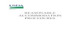 REASONABLE ACCOMMODATION PROCEDURES - USDA · DM 4300-002 July 5, 2002 REASONABLE ACCOMMODATION PROCEDURES TABLE OF CONTENTS Page Table of contents i Foreword ii 1 Purpose 1
