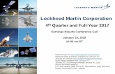 Lockheed Martin Corporation · 4th Quarter and Full-Year 2017 Webcast login at:  Webcast replay & podcast available by 1:00 p.m. ET January 29, 2018 at: www ...