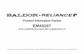 Product Information Packet - BaldorVIP · product information packet: em4316t - 75hp,1780rpm,3ph,60hz,365t,1482m,tefc,f1 nameplate np2383l cat.no. em4316t spec no. a36-7267-4076 hp