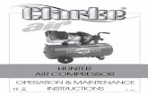 HUNTER AIR COMPRESSOR - Clarke Service · Thank you for purchasing this CLARKE HUNTER Air Compressor, which is designed for hobby and DIY use only. Please read this leaflet thoroughly
