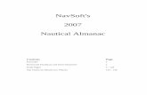 2007 Nautical Almanac - NavSoft · 2007 Nautical Almanac Contents Page ... Azimuth = Atan[ C/ Sin(LHA) ] Increments Sun = 15°/ hour ... 267° 41'.5 282° 44'.0 297° 46'.5