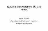 Systemic manifestations of Sleep Apnea · Systemic manifestations of Sleep Apnea Karan Madan Department of Pulmonary medicine PGIMER, Chandigarh. Introduction • Growing epidemic