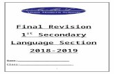 file · Web viewFinal Revision. 1. st. Secondary. Language Section. 2018-2019. Name:…………………………………………………………… Class ...