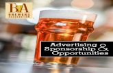 Advertising Sponsorship Opportunities · of advertising and sponsorship opportunities to meet your goals and bottom line. ... supplier list, events and beer happenings, and much more!