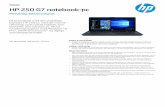 HP 250 G7 notebook-pc · Datablad | HP 250 G7 notebook-pc HP anbefaler Windows 10 Pro. HP 250 G7 notebook-pc Fodnoter Nogle funktioner findes ikke i alle udgaver og versioner af Windows.