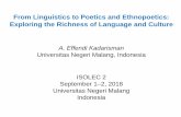 From Linguistics to Poetics and Ethnopoetics: Exploring ...isolec.um.ac.id/wp-content/uploads/2018/11/1-Prof.-A.-Effendi-Kadarisman_s-PPT.pdf · • Shadow-play or wayang is considered