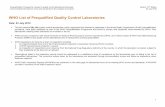 WHO List of Prequalified Quality Control Laboratories · Prequalification Programme: Access to quality control laboratories that meet Version: 47th Edition recommended international