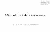 Microstrip Patch Antennas - EM Labemlab.utep.edu/ee4382_AntennaEngineering/Topic 5 -- Microstrip Patch Antenna.pdf · Microstrip Antennas - Introduction Slide 4 A microstrip patch