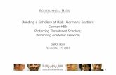 Building a Scholars at Risk-Germany Section · Building a Scholars at Risk-Germany Section: German HEIs Protecting Threatened Scholars; Promoting Academic Freedom DAAD, Bonn November