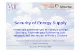 Security of Energy Supply - wupperinst.org · Wuppertal Institute / VATT Study Security of Energy Supply Slide 4 Brussels 09/10/06 Methodology Accounting model of the EU25 energy