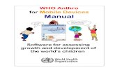 who anthro for mobile devices - who.int · Software for assessing growth and development of the world's children WHO Anthro for Mobile Devices Manual Let's get going! Hey, I want